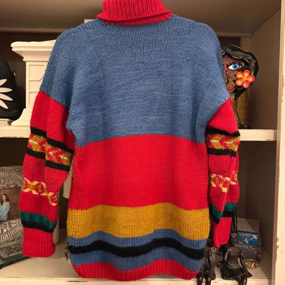Vintage Rodeo bucking bronco bull cowboy sweater turtleneck S M - Picture 2 of 5